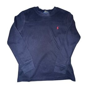 Polo Ralph Lauren Waffle Knit Boys Medium Navy Blue Long Sleeve Pony Logo